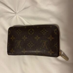 Louis Vuitton Brown and Gold Zipper Wallet